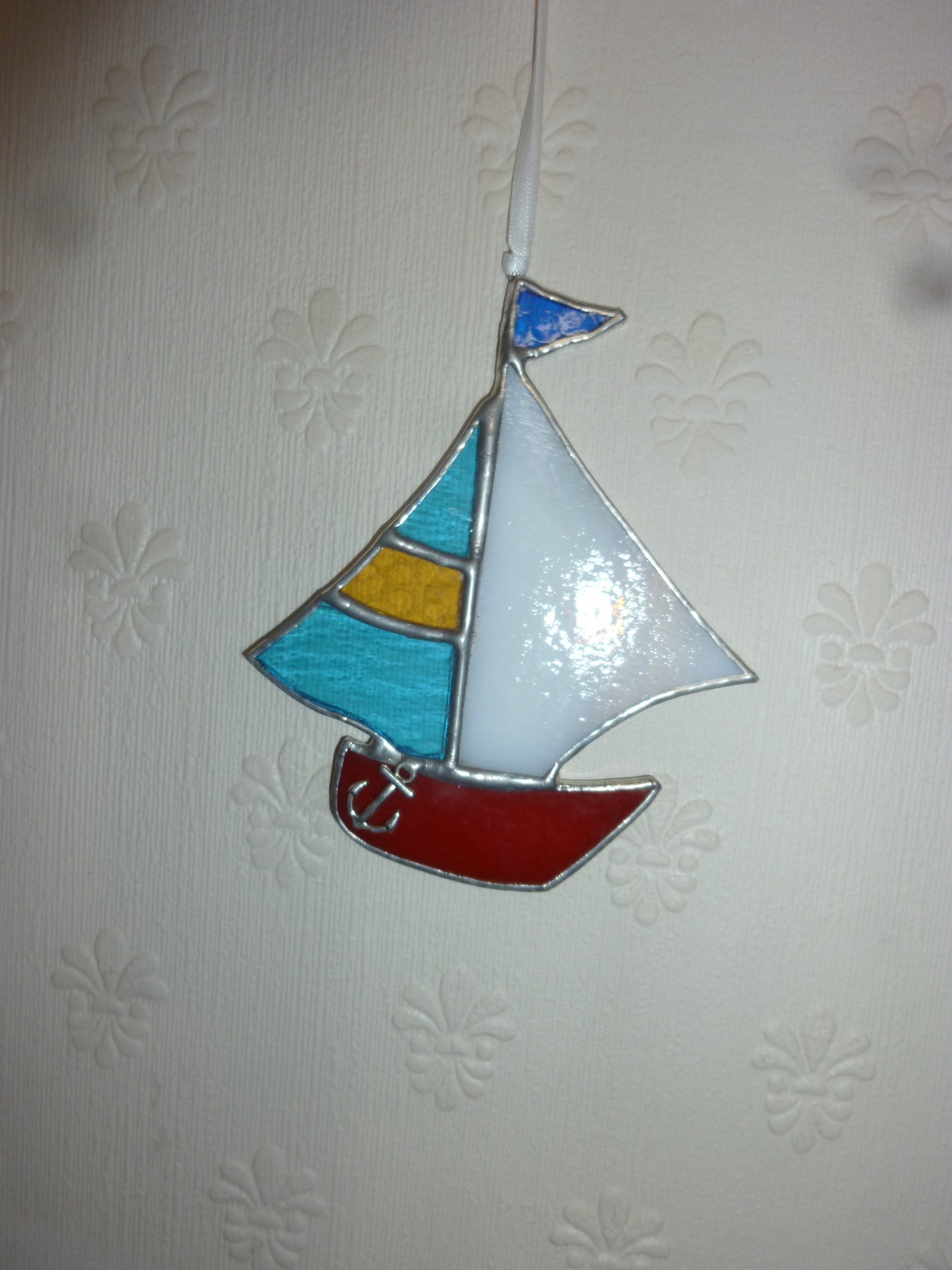 Stained Glass Sailboat Suncatcher.yacht Suncatcher.sailing Etsy
