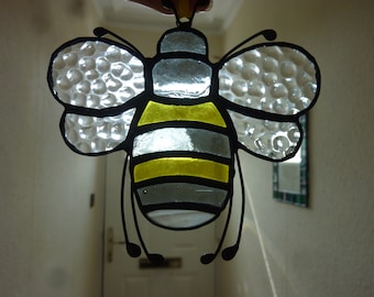 Stained galss Bee suncatcher.Bumble bee.