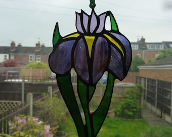 Lovely Iris Stained Glass  suncatcher