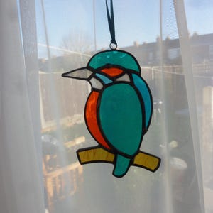 Stained glass Kingfisher suncatcher,Bird suncatcher,カワセミ，翡翠 image 10