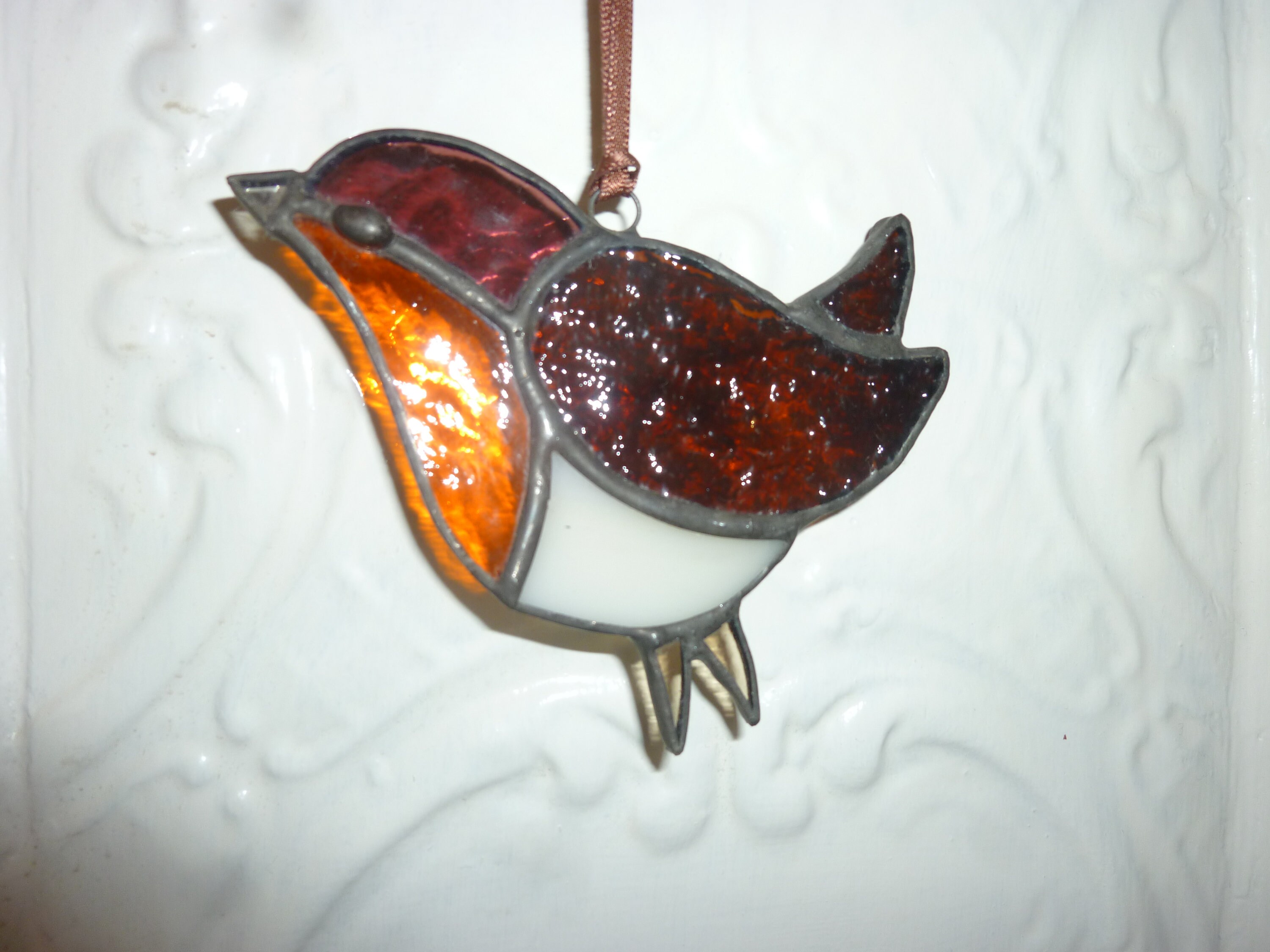 Stained Glass Robin suncatcher.Bird Suncatcher.Robin. Etsy