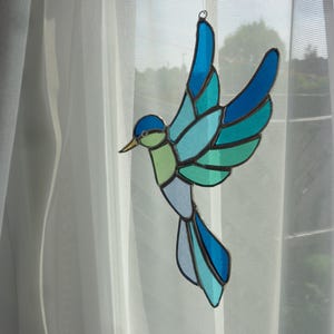 Stained glass blue bird suncatcher (B)