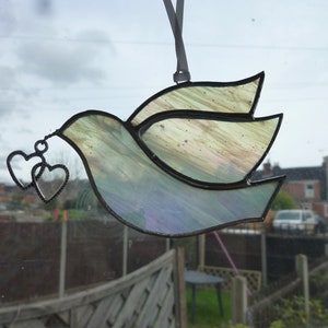 Stained glass White Dove suncatcher