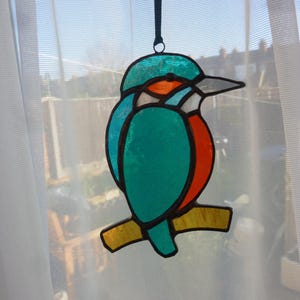 Stained glass Kingfisher suncatcher,Bird suncatcher,カワセミ，翡翠 image 4