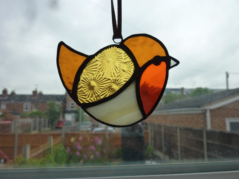 Stained glass Robin suncatcher C.Bird Suncatcher.Robin. Etsy