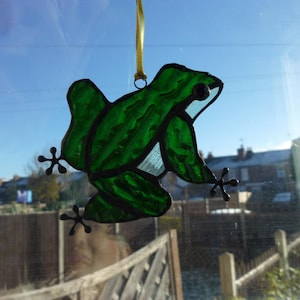 Stained glass frog, Frog suncatcher,Green Frog.