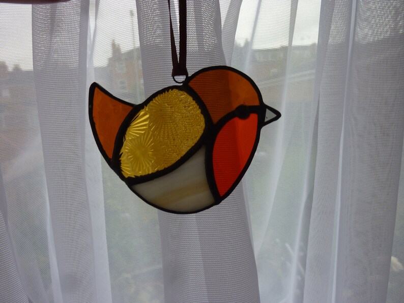 Stained glass Robin suncatcher C.Bird Suncatcher.Robin. Etsy