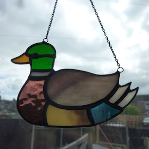 Stained glass duck.  Mallard. Duck.