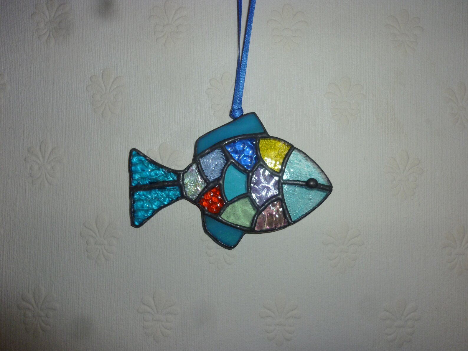 Stained glass fish suncatcher.Fish ornament. Etsy