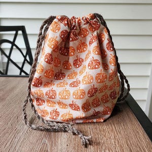 Handmade Small Knitting Project Bag fall theme