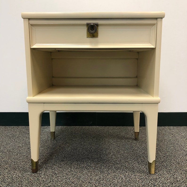 Reclaimed Mid Century Cabinet Table in Ivory Silk