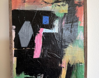 Peinture expressionniste abstraite originale techniques mixtes signée par l'artiste Erik Hoff