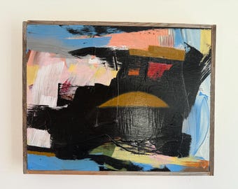 Original abstrakt-expressionistisches Gemälde in Mischtechnik auf Holzplatte von Erik Hoff