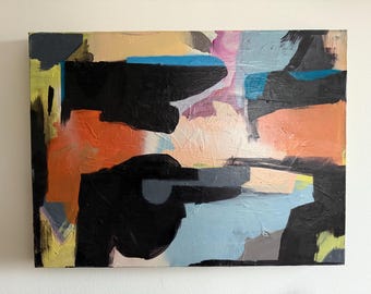 Original Abstract Expressionist Mixed Media Painting Signed by Artist Erik Hoff