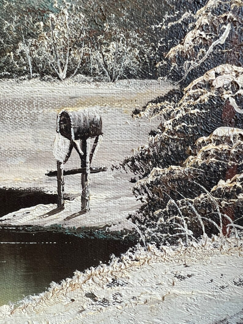 Vintage Rustic Cottage Oil Painting of a Winter Scene in - Etsy