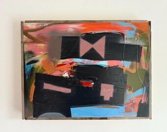 Original Abstract Expressionist Painting – Mixed Media on Wood Panel by Erik Hoff