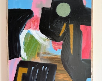 Peinture expressionniste abstraite originale - Techniques mixtes sur panneau de bois par Erik Hoff