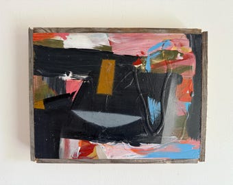 Original Abstract Expressionist Painting – Mixed Media on Wood Panel by Erik Hoff