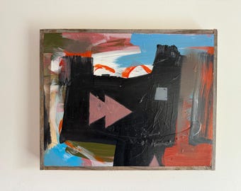 Original Abstract Expressionist Painting – Mixed Media on Wood Panel by Erik Hoff