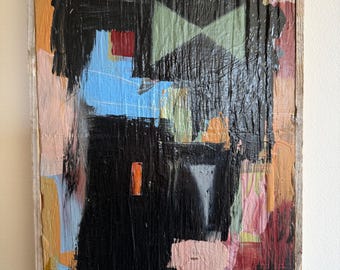 Peinture expressionniste abstraite originale techniques mixtes signée par l'artiste Erik Hoff