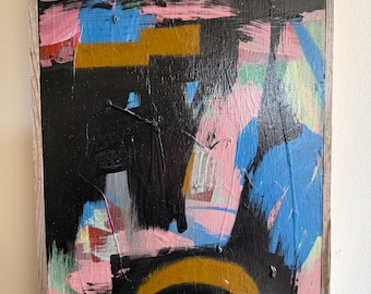 Peinture expressionniste abstraite originale techniques mixtes signée par l'artiste Erik Hoff