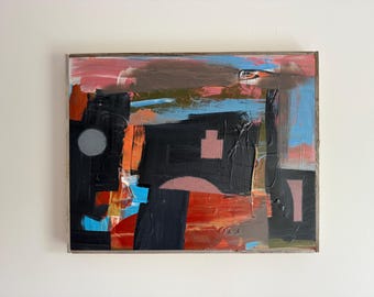 Original Abstract Expressionist Painting – Mixed Media on Wood Panel by Erik Hoff