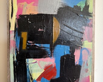 Peinture expressionniste abstraite originale techniques mixtes signée par l'artiste Erik Hoff