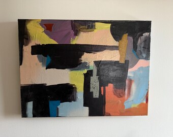 Original Abstract Expressionist Mixed Media Painting Signed by Artist Erik Hoff