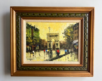 Vintage impressionistischen Stil Spaziergang durch die Stadt Gemälde vom Künstler signiert