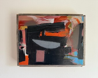 Original abstrakt-expressionistisches Gemälde in Mischtechnik auf Holzplatte von Erik Hoff