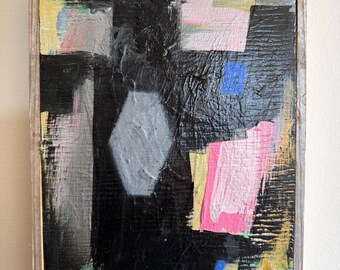 Peinture expressionniste abstraite originale techniques mixtes signée par l'artiste Erik Hoff