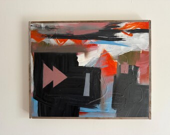 Original Abstract Expressionist Painting – Mixed Media on Wood Panel by Erik Hoff