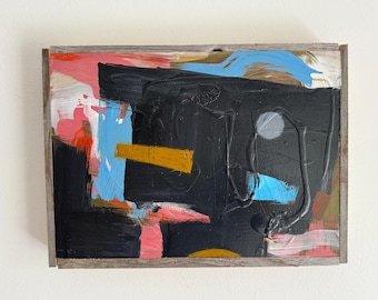 Original Abstract Expressionist Painting – Mixed Media on Wood Panel by Erik Hoff