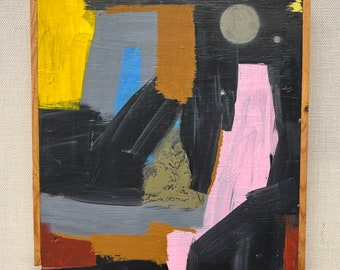 Original expresionista abstracto de técnica mixta pintura firmada por el artista Erik Hoff