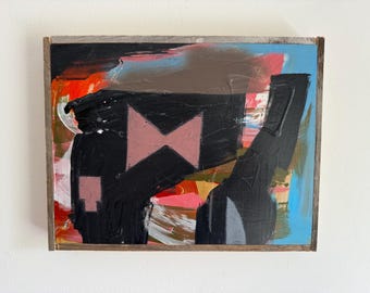 Original Abstract Expressionist Painting – Mixed Media on Wood Panel by Erik Hoff