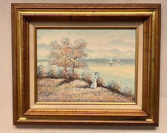 Vintage Painting of Seaside Landscape Signed by Artist