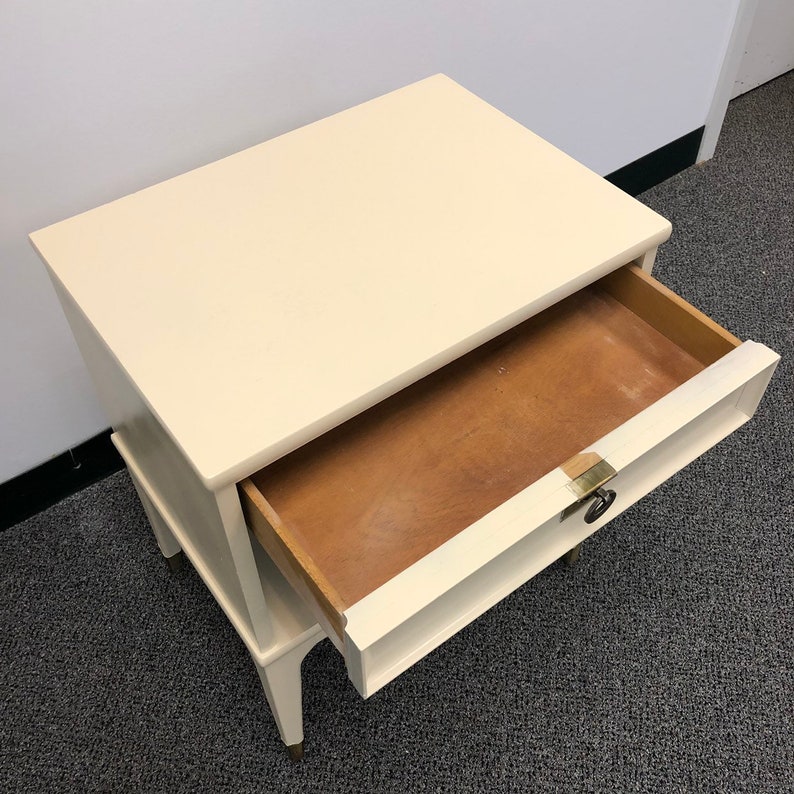 Reclaimed Mid Century Cabinet Table in Ivory Silk