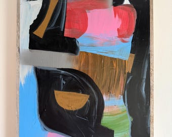 Peinture expressionniste abstraite originale - Techniques mixtes sur panneau de bois par Erik Hoff