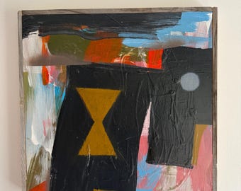 Original Abstract Expressionist Painting – Mixed Media on Wood Panel by Erik Hoff