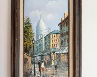 キャンバスに描かれたヨーロッパの街の風景画 ヨーロッパの都市アート