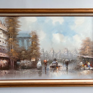 Vintage Cityscape Painting Signed by Artist