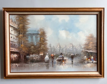 Vintage Cityscape Painting Signed by Artist