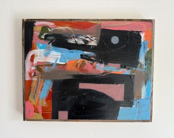 Original Abstract Expressionist Painting – Mixed Media on Wood Panel by Erik Hoff