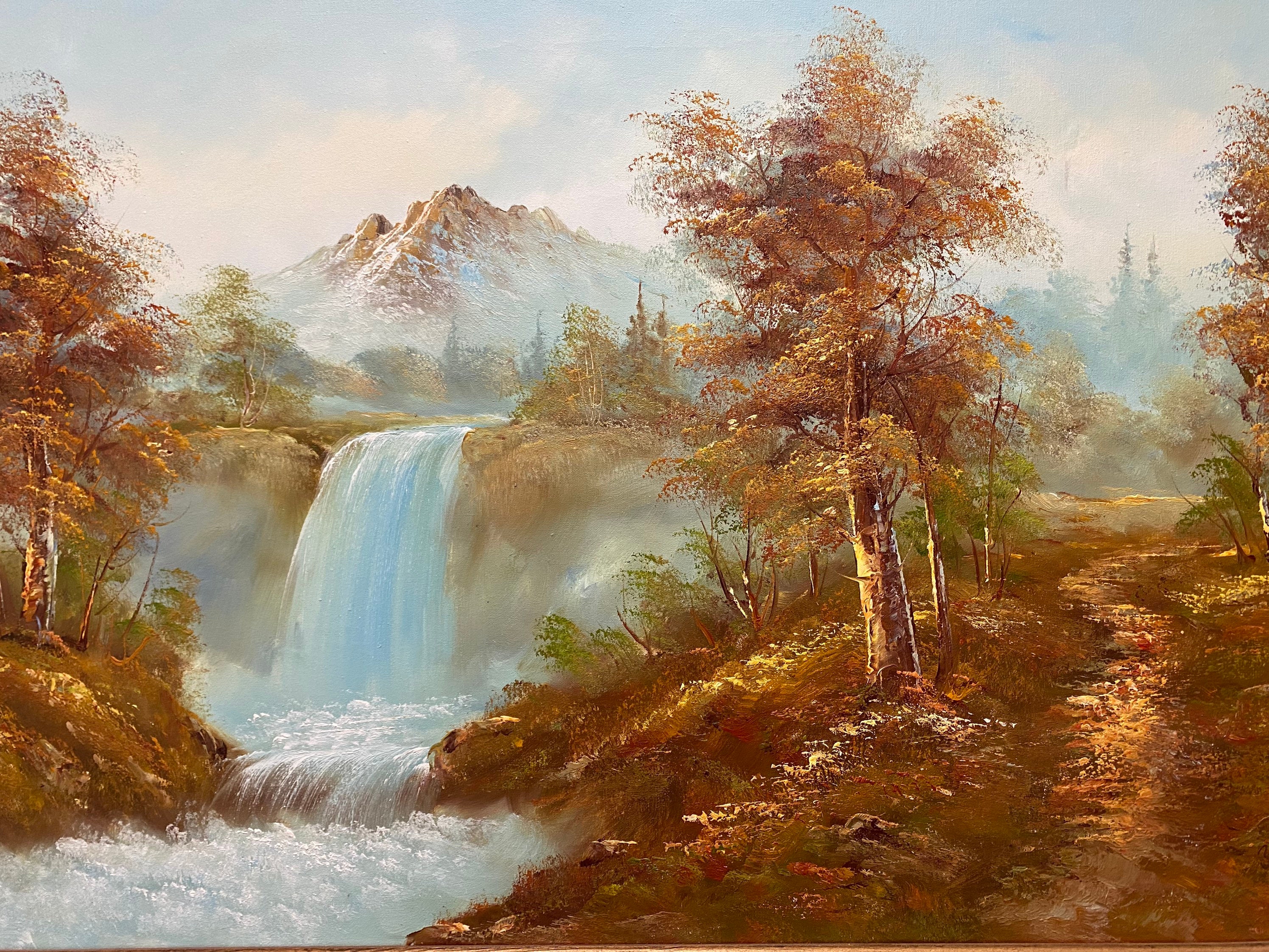 Vintage Summer Landscape Oil Painting: Signed Mountain