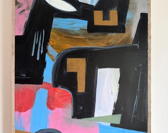 Peinture expressionniste abstraite originale - Techniques mixtes sur panneau de bois par Erik Hoff