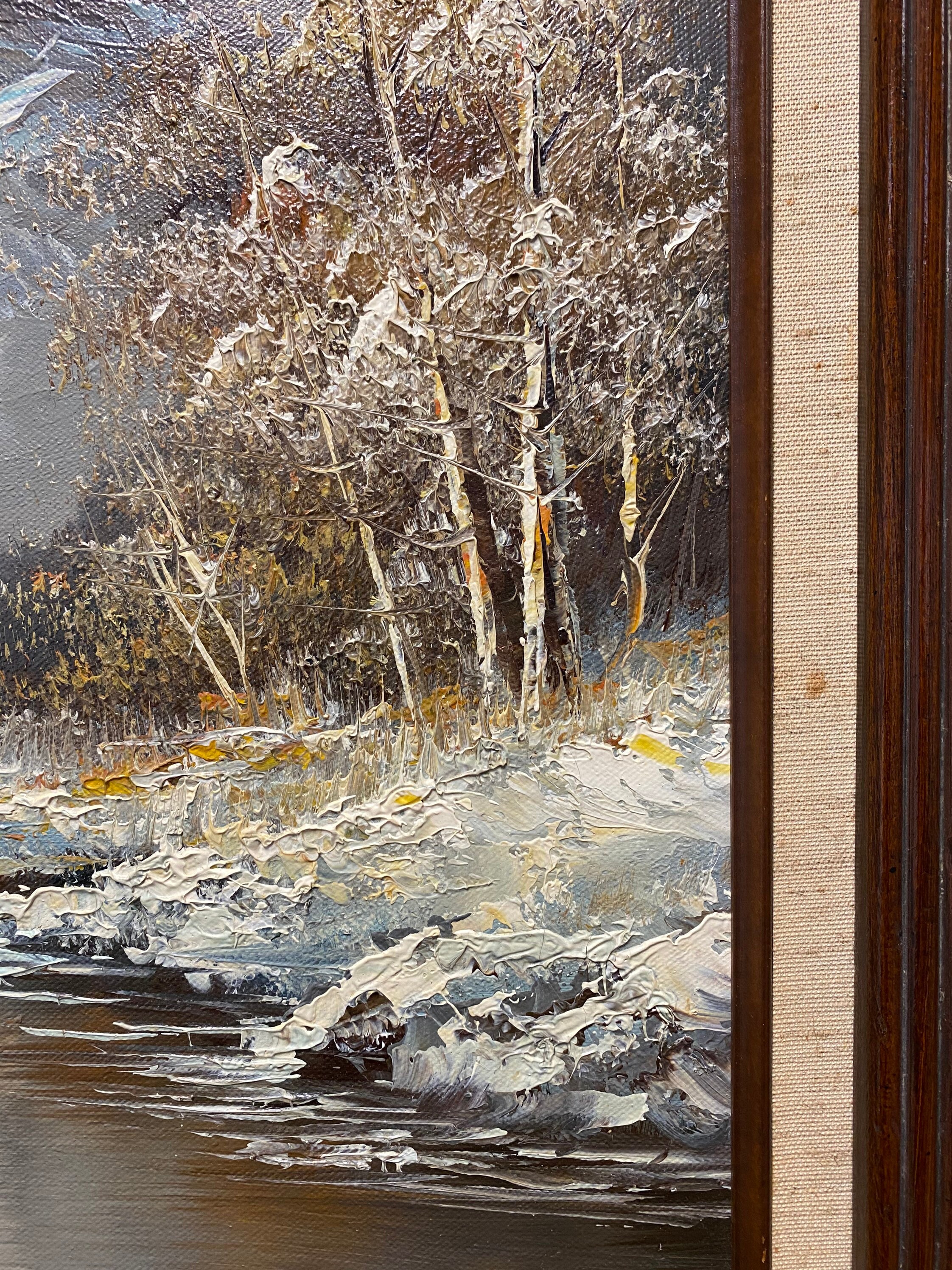Vintage Winter Mountain Oil Painting Signed G. Whitman