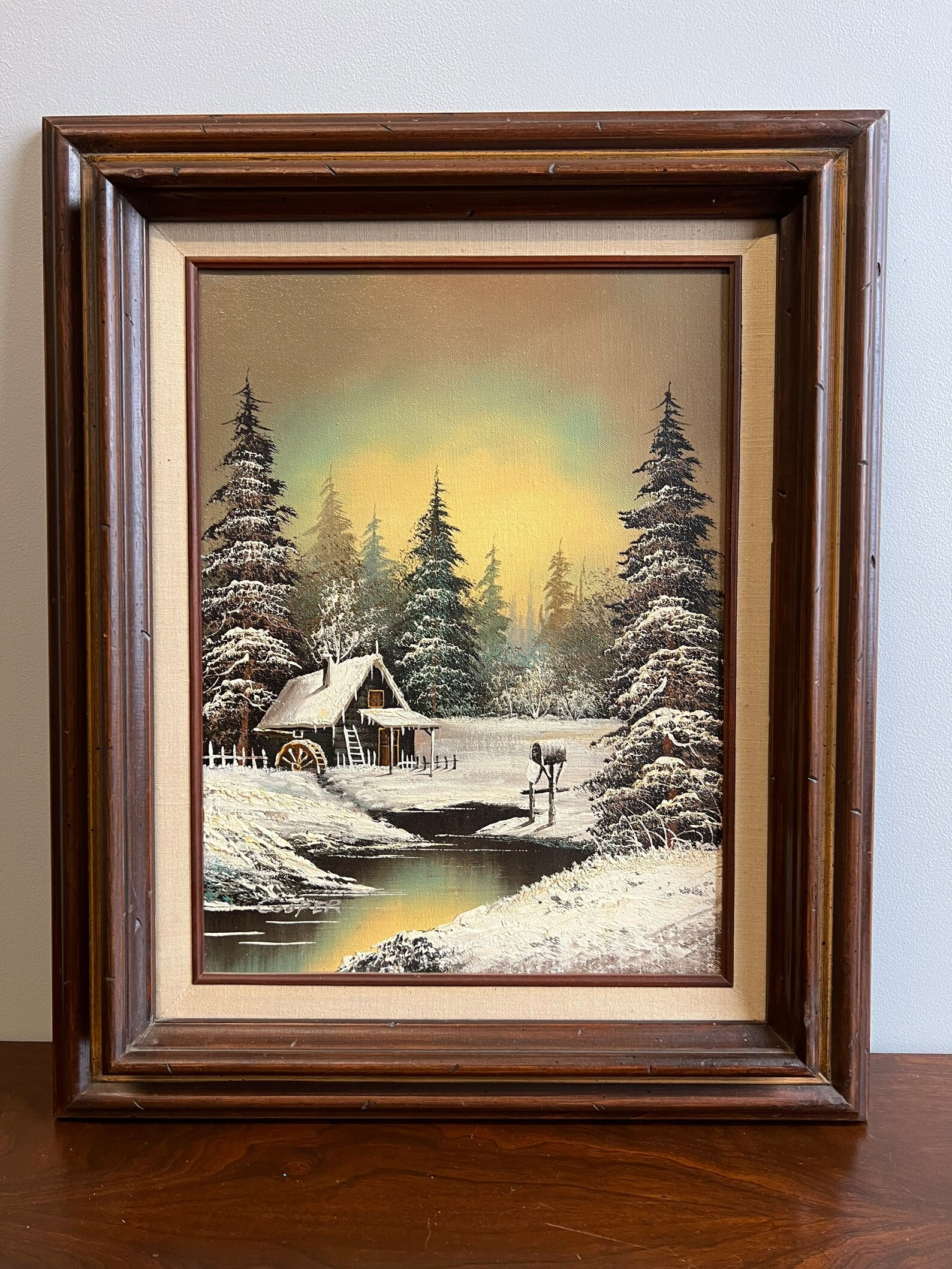 Vintage Rustic Cottage Oil Painting of a Winter Scene in - Etsy