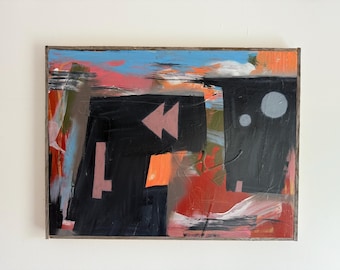 Original Abstract Expressionist Painting – Mixed Media on Wood Panel by Erik Hoff