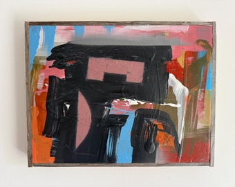 Original Abstract Expressionist Painting – Mixed Media on Wood Panel by Erik Hoff