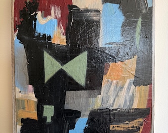 Pintura original de técnica mixta expresionista abstracta firmada por el artista Erik Hoff